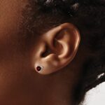 14k White Gold Heart Garnet Earrings - Image 3