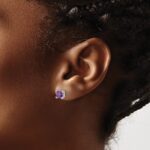 14k White Gold Square Amethyst Earrings - Image 3