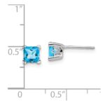14k White Gold Square Blue Topaz Earrings - Image 4