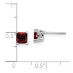 14k White Gold Square Garnet Earrings - Image 4