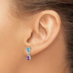 14k White Gold Blue Topaz/Amethyst/Diamond Earrings - Image 3