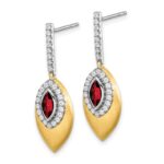 14k Two-tone Garnet and Diamond Dangle Earrings - Image 2