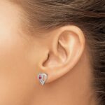 14k White Gold Ruby and Diamond Heart Post Earrings - Image 3