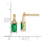 14k 6x4mm Emerald-cut Emerald and Diamond Post Earrings - Image 4