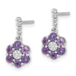 14k White Gold Amethyst and Diamond Earrings - Image 2