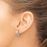 14k White Gold Blue Topaz and Diamond Earrings - Image 3