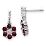 14k White Gold Garnet and Diamond Earrings