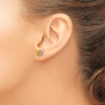 14k White Gold Citrine Floral Post Earrings - Image 3