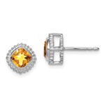 14k White Gold Cushion Citrine Earrings