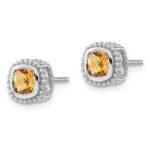 14k White Gold Cushion Citrine Earrings - Image 2