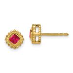 14k 3.4mm Cushion Ruby Post Earrings