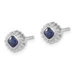 10k White Gold Cushion Sapphire Earrings - Image 2