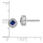 10k White Gold Cushion Sapphire Earrings - Image 4