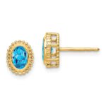 10k Oval Blue Topaz Post Earrings