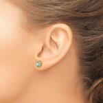 14k Oval Blue Topaz Post Earrings - Image 3