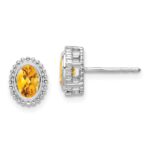 14k White Gold Oval Citrine Post Earrings
