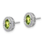 10k White Gold Oval Peridot Post Earrings - Image 2