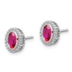 14k White Gold 5x3mm Oval Ruby Post Earrings - Image 2
