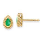 14k 5x3mm Pear Emerald Post Earrings