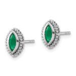 14k White Gold 6x3mm Marquise Emerald Post Earrings - Image 2