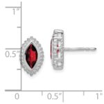 14k White Gold Marquise Garnet Post Earrings - Image 4