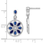 14k White Gold Marquise and Pear Sapphire and Diamond Floral Dangle Post Earrings - Image 4