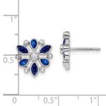 14k White Gold Marquise and Pear Sapphire and Diamond Post Earrings - Image 4