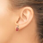 14k Ruby and Diamond Leaf Post Earrings - Image 3