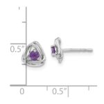 14k White Gold 3mm Round February/Amethyst Triangle Post Earrings - Image 4