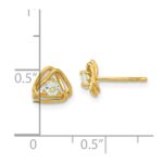 14k 3mm Round March/Aquamarine Triangle Post Earrings - Image 4