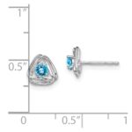 14k White Gold 3mm Round December/Blue Topaz Triangle Post Earrings - Image 4