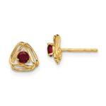 14k 3mm Round July/Lab Created Ruby Triangle Post Earrings