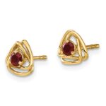 14k 3mm Round January/Garnet Triangle Post Earrings - Image 2