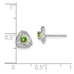 14k White Gold 3mm Round August/Peridot Triangle Post Earrings - Image 4