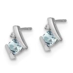 Sterling Silver Antique Cushion Aquamarine and Diamond Earrings - Image 2