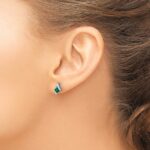 14k White Gold 4mm Cushion May/Lab Created Emerald and Diamond Post Earrings - Image 3