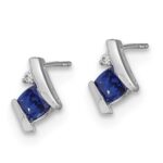 Sterling Silver Antique Cushion Cr. Sapphire and Diamond Earrings - Image 2