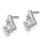10k White Gold Cushion White Topaz and Diamond Earrings - Image 2
