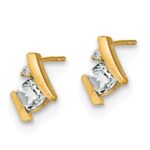 10k Yellow Gold Cushion White Topaz and Diamond Earrings - Image 2