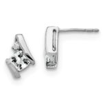 14k White Gold 4mm Cushion April/White Topaz and Diamond Post Earrings
