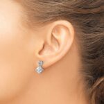 14k White Gold 6mm Cushion April/White Topaz and Diamond Heart Post Earrings - Image 3