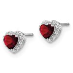 Sterling Silver Rhodium-plated Garnet and Diamond Earrings - Image 2