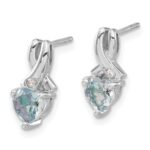Sterling Silver Rhodium-plated Aquamarine and Diamond Earrings - Image 2
