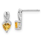 Sterling Silver Rhodium-plated Citrine and Diamond Earrings