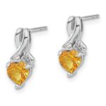 Sterling Silver Rhodium-plated Citrine and Diamond Earrings - Image 2