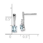 14k White Gold 5x3 Oval March/Aquamarine and Diamond Dangle Post Earrings - Image 4