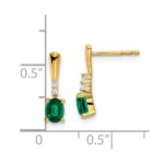 14K 5x3 Oval May/Lab Created Emerald and Diamond Dangle Post Earrings - Image 2