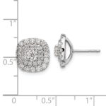 14k White Gold 1 1/2 carat Lab Grown Diamond VS/SI+ G+ Double Halo Post Earrings - Image 4
