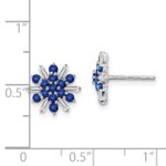 14k White Gold Sapphire and Diamond Snowflake Post Earrings - Image 4