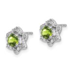 14k White Gold Peridot and Diamond Post Earrings - Image 2